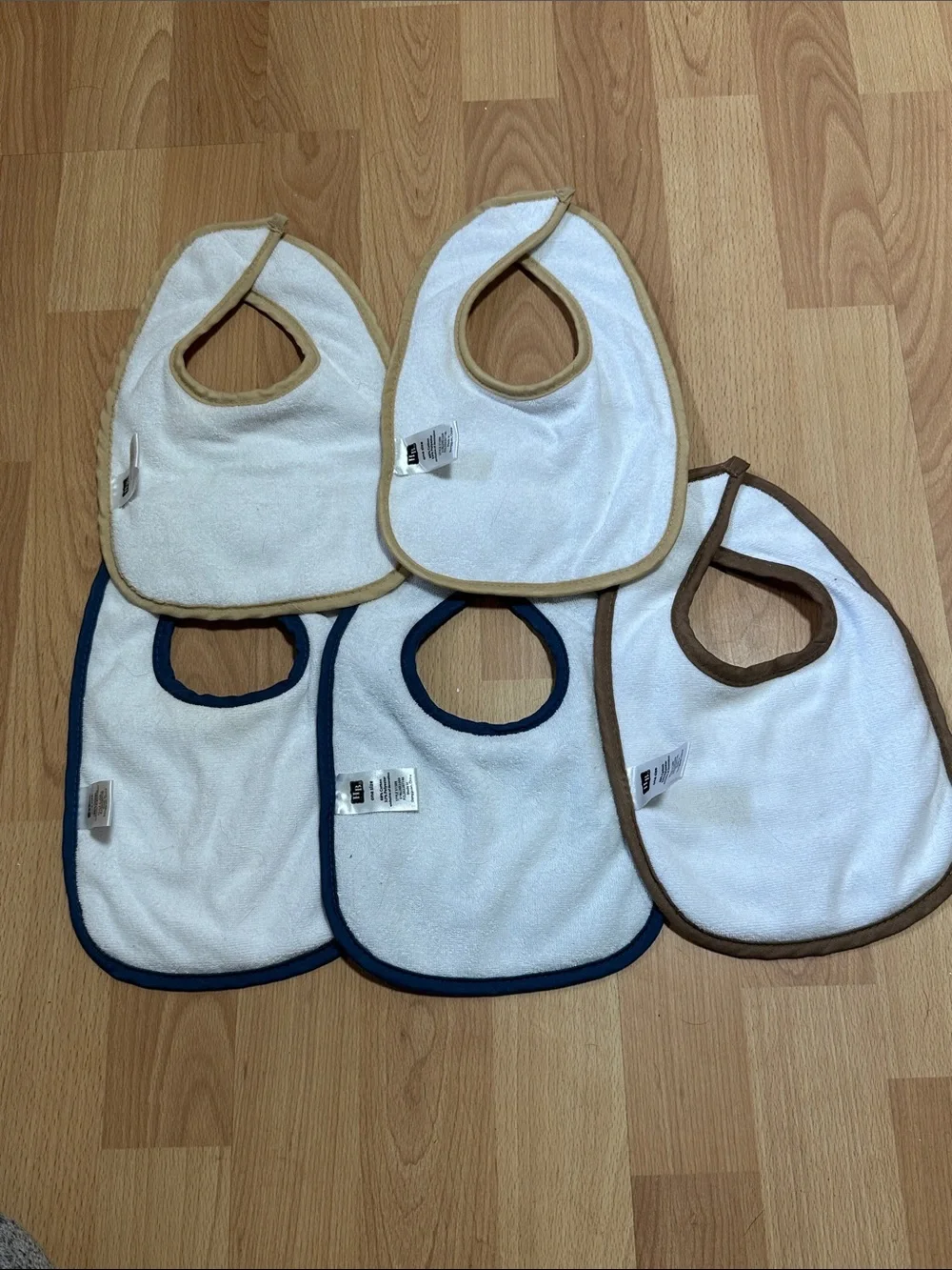 Gerber Baby Bib Set - Navy, White, Tan, Brown, Orange Accents